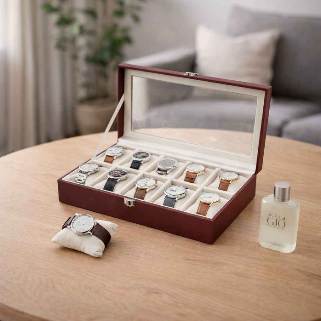 TBT 10 Slot Watch Box With Glass Top
