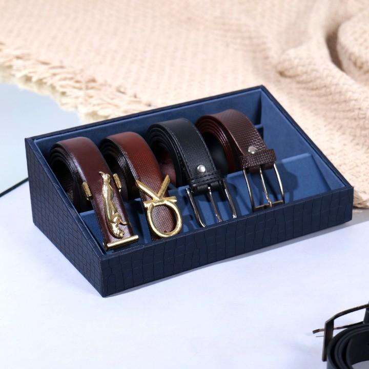 5 Slot Luxury Vegan Leather Belt Tray