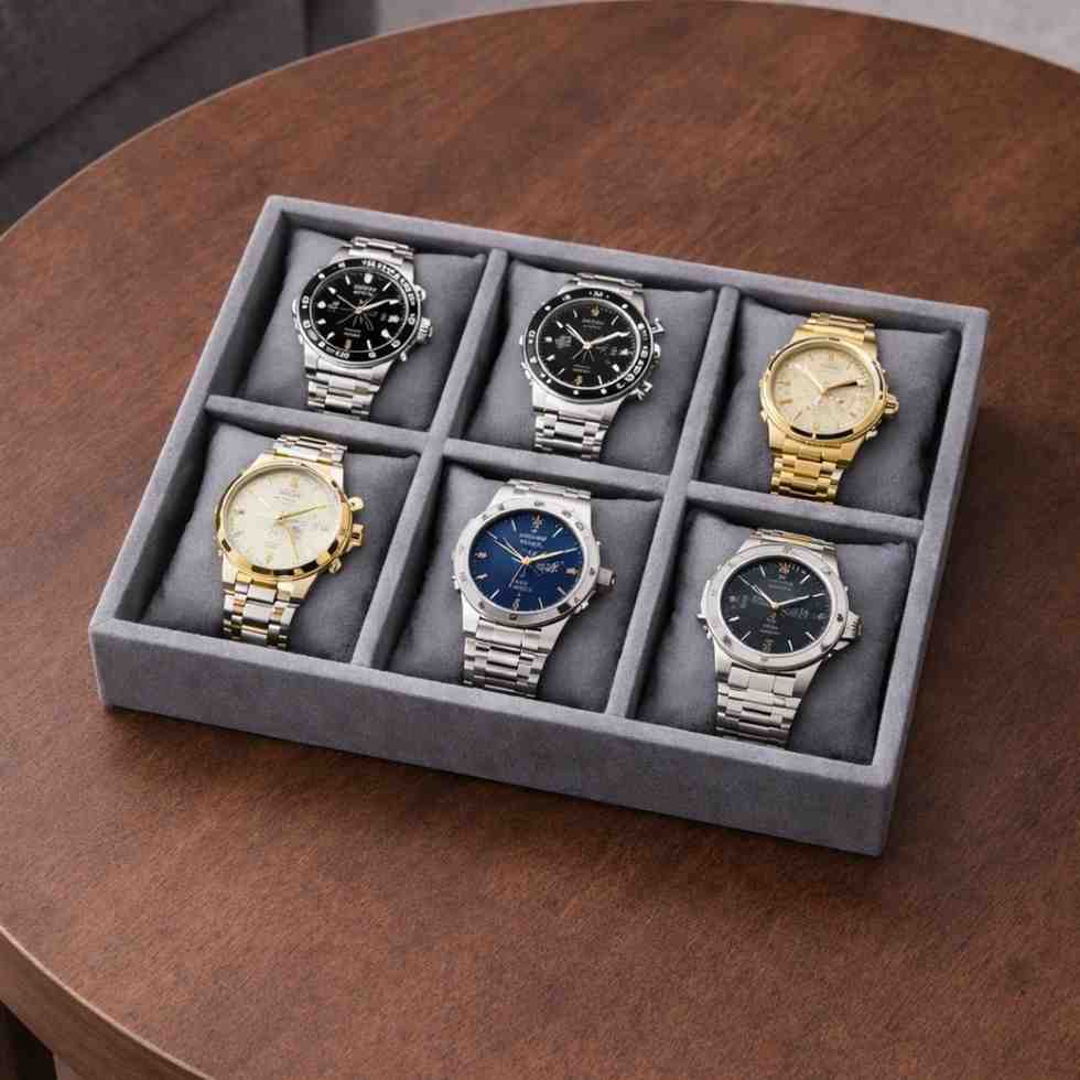 TBT 6 Slot Watch Tray – Refined Watch Storage for Modern Wardrobes