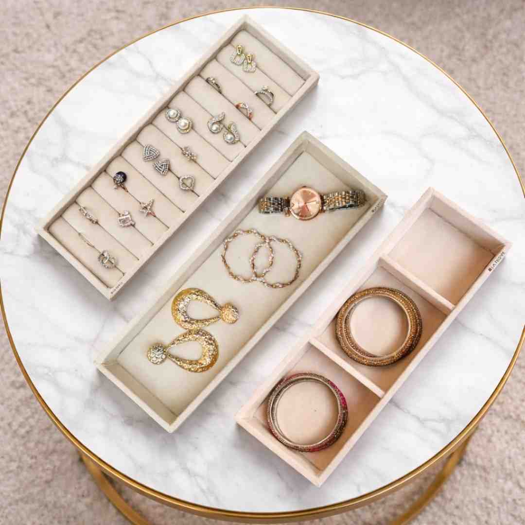 Jewellery Tray Combo Ring, 3 Grid & Plain Organizer