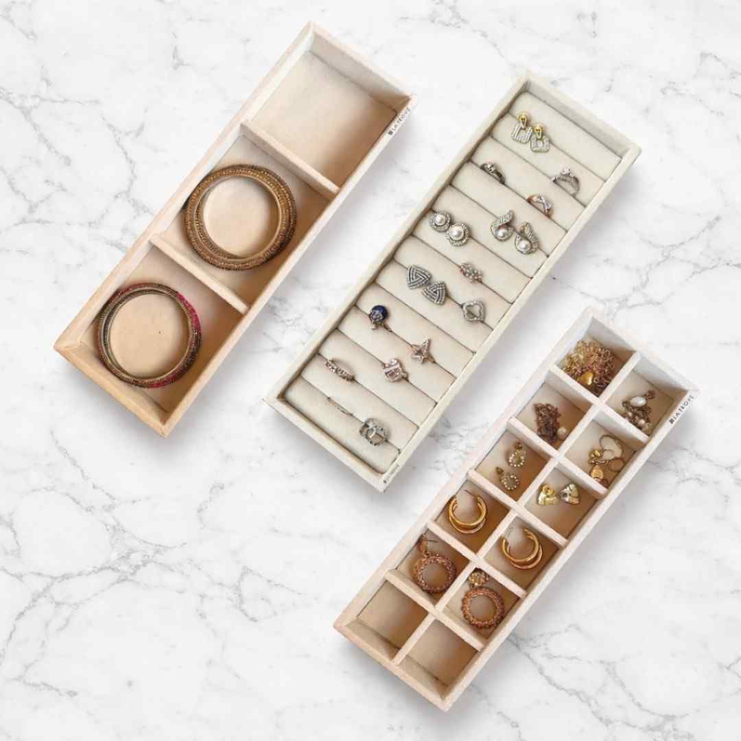 Jewellery Tray Combo – Ring, 3 Grid & Plain Organiser