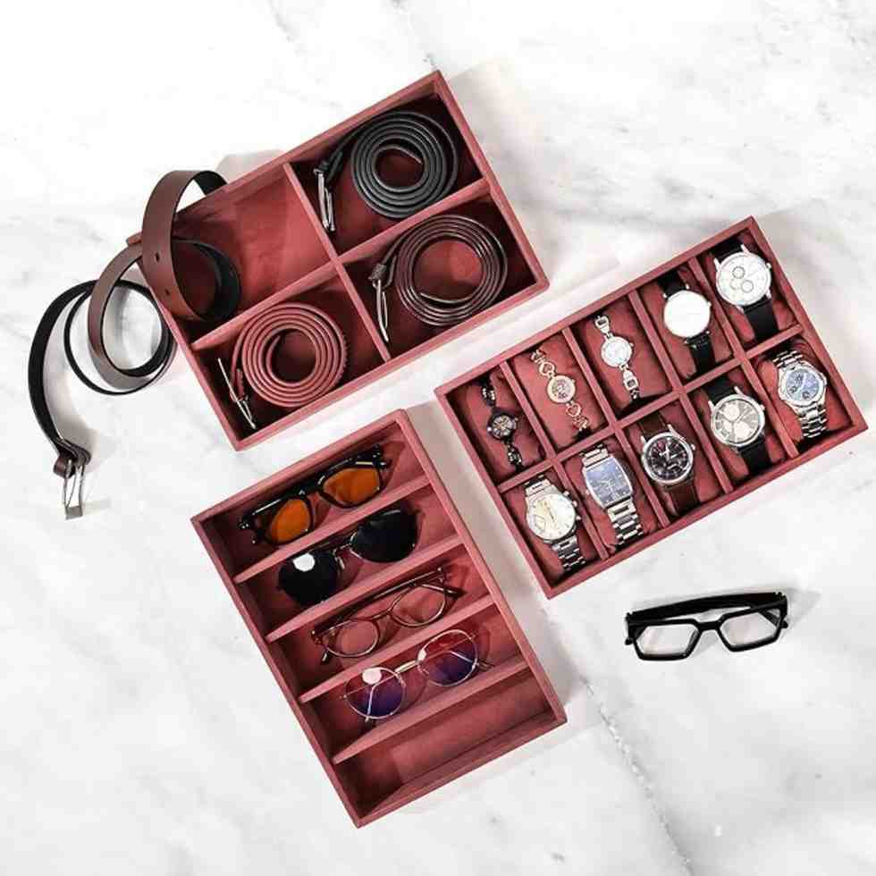 Combo of Watch, Sunglass & Belt Organizer Trays
