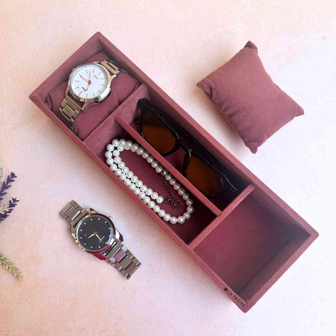 2 Slot Watch & Sunglasses Organizer Tray (Sleek)