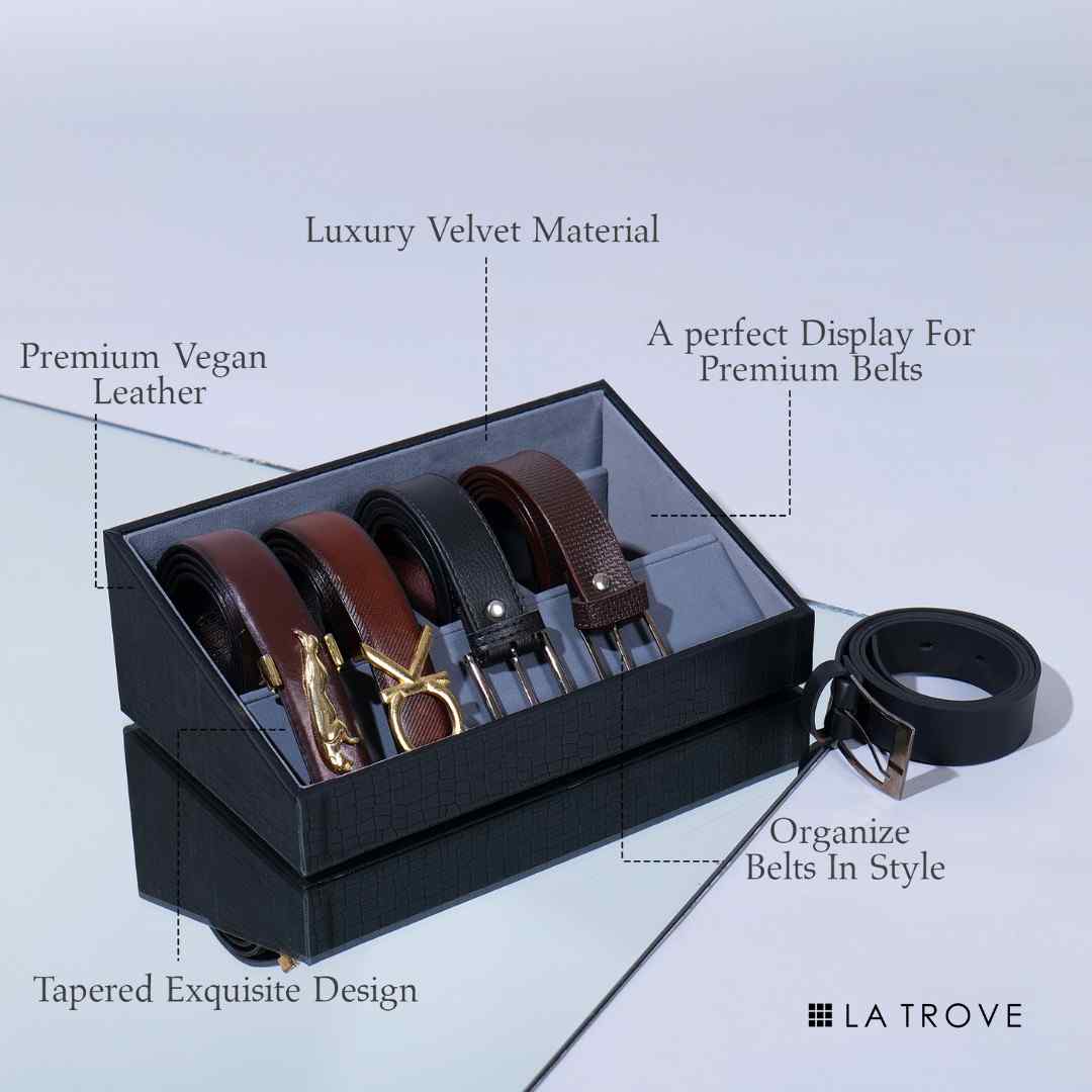 5 Slot Luxury Vegan Leather Belt Tray