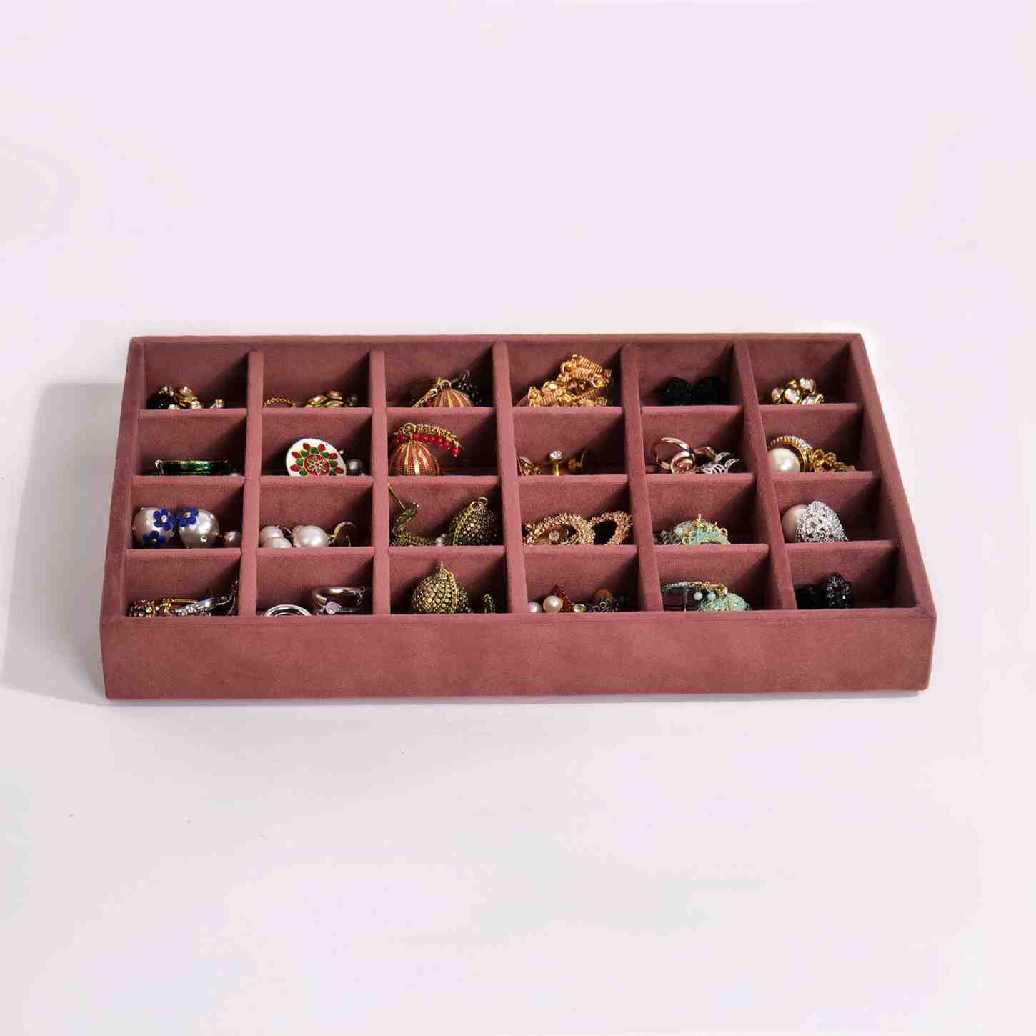 Drawer Stackable Jewellery Trays – Velvet Grid Organisers (4, 6, 12, 24)