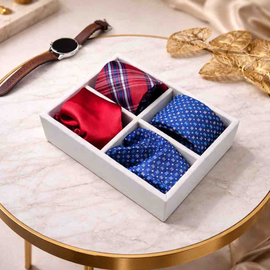4 Slot Tie & Pocket Square Tray