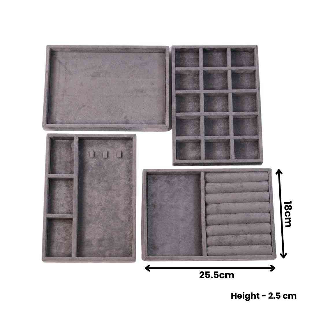 TBT Set of 4 Suede Drawer Jewelry Organizer Trays