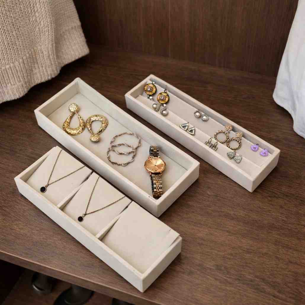 Jewellery Storage Tray Combo (3 Grid Necklace, Earring & Plain Organiser)