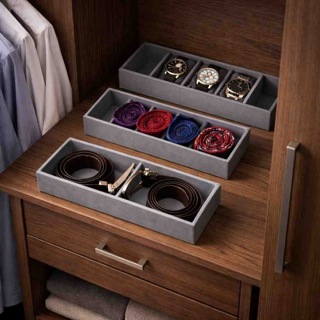 2 Belt, 5 Watch & 5 Tie Storage Organizer Tray