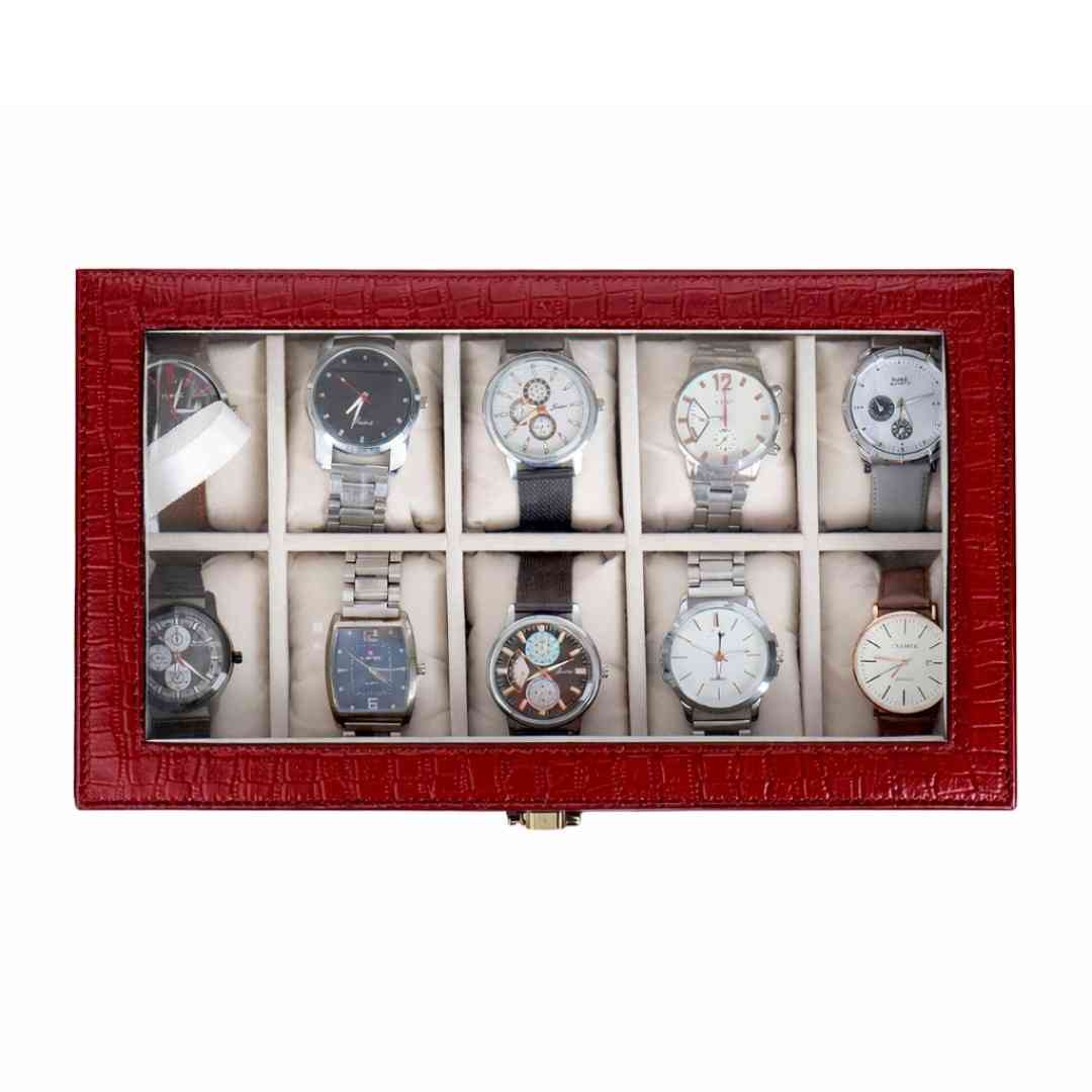 10 Slot Watch Box (With Glass Top)