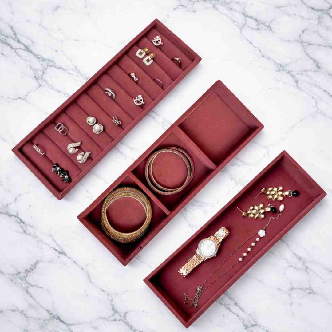 Jewellery Tray Combo Ring, 3 Grid & Plain Organizer