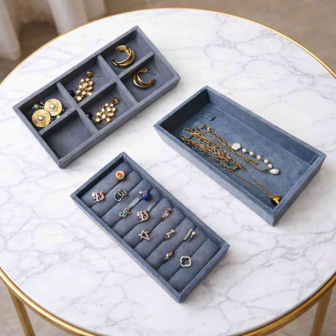 Ring, 6 Grid & Chain Jewellery Tray Organizer