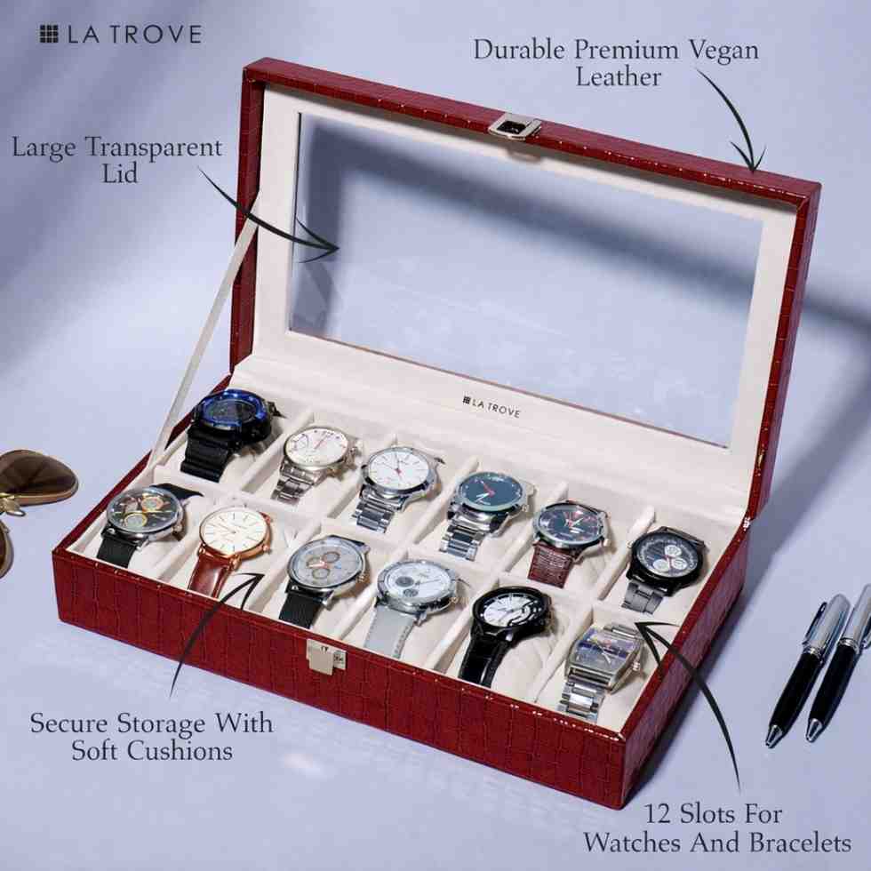 12 Slot Watch Box ( With Glass Top)
