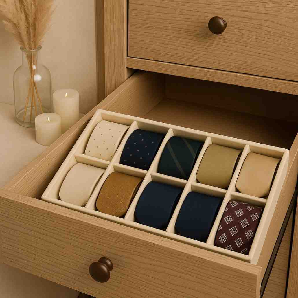 TBT 10 Slot Tie & Pocket Square Organiser Tray