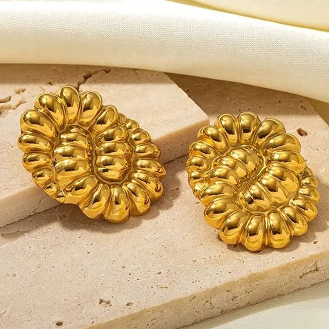 Textured Gold Statement Earrings Bold Elegant Jewelry La Trove