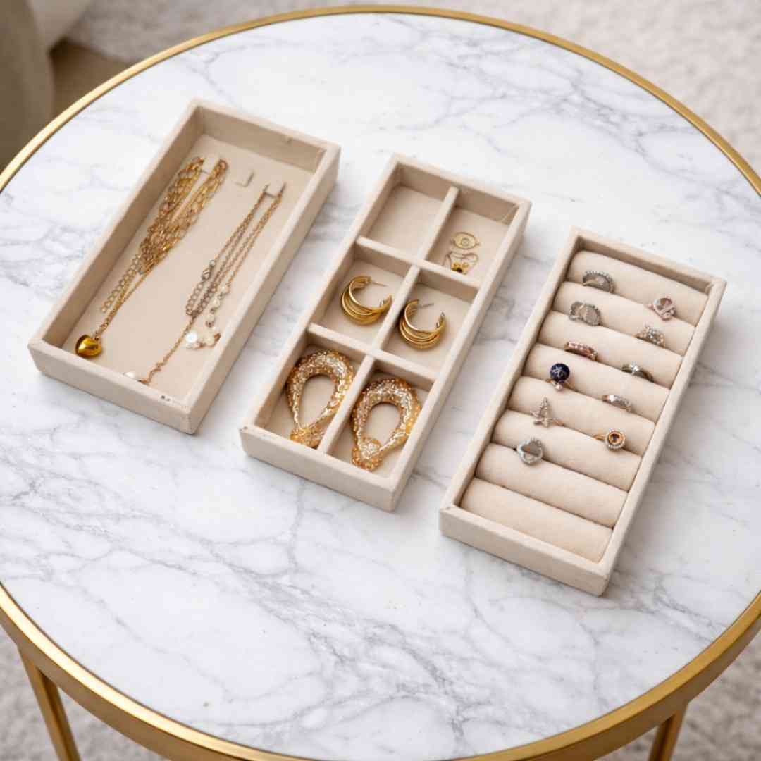 Ring, 6 Grid & Chain Jewellery Tray Organizer