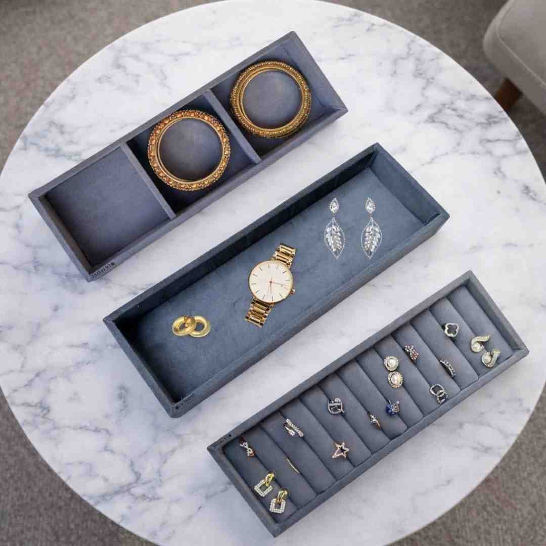 Jewellery Tray Combo Ring, 3 Grid & Plain Organizer