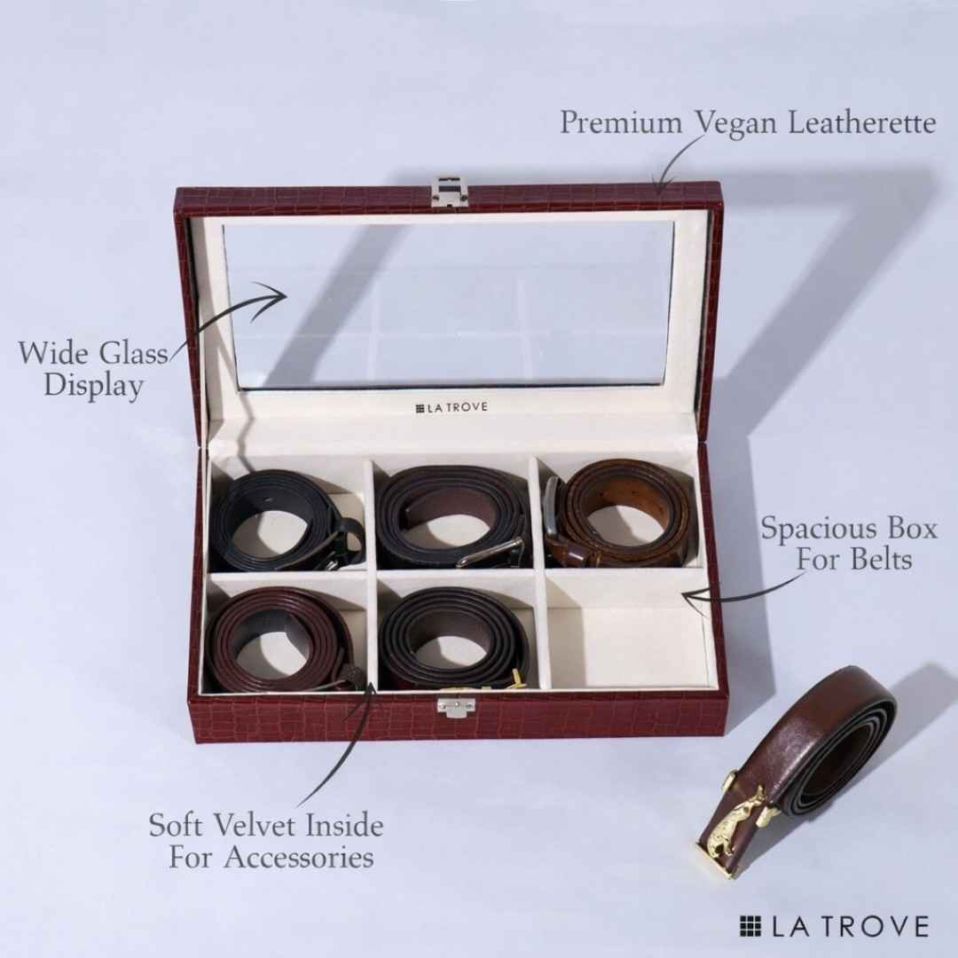 Premium 6 Slot Belt Box Glass