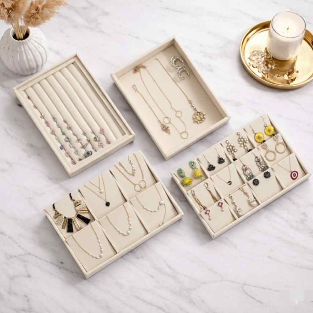 Luxury Velvet Jewellery Tray Set – 4-in-1 Modular Stackable Organiser