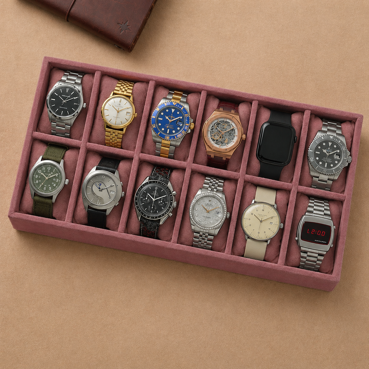 12 Slot Watch Organizer tray for Watches, Smartwatches & Bracelets
