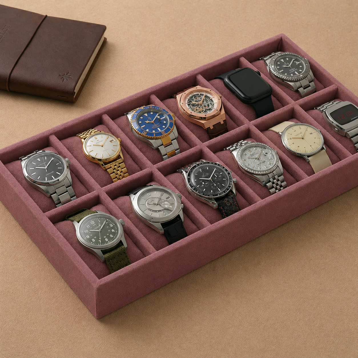 12 Slot Watch Organizer tray for Watches, Smartwatches & Bracelets