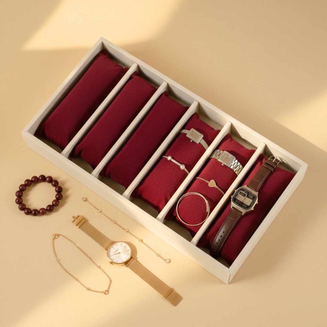 6 Slot Velvet Organiser Tray with Pillows