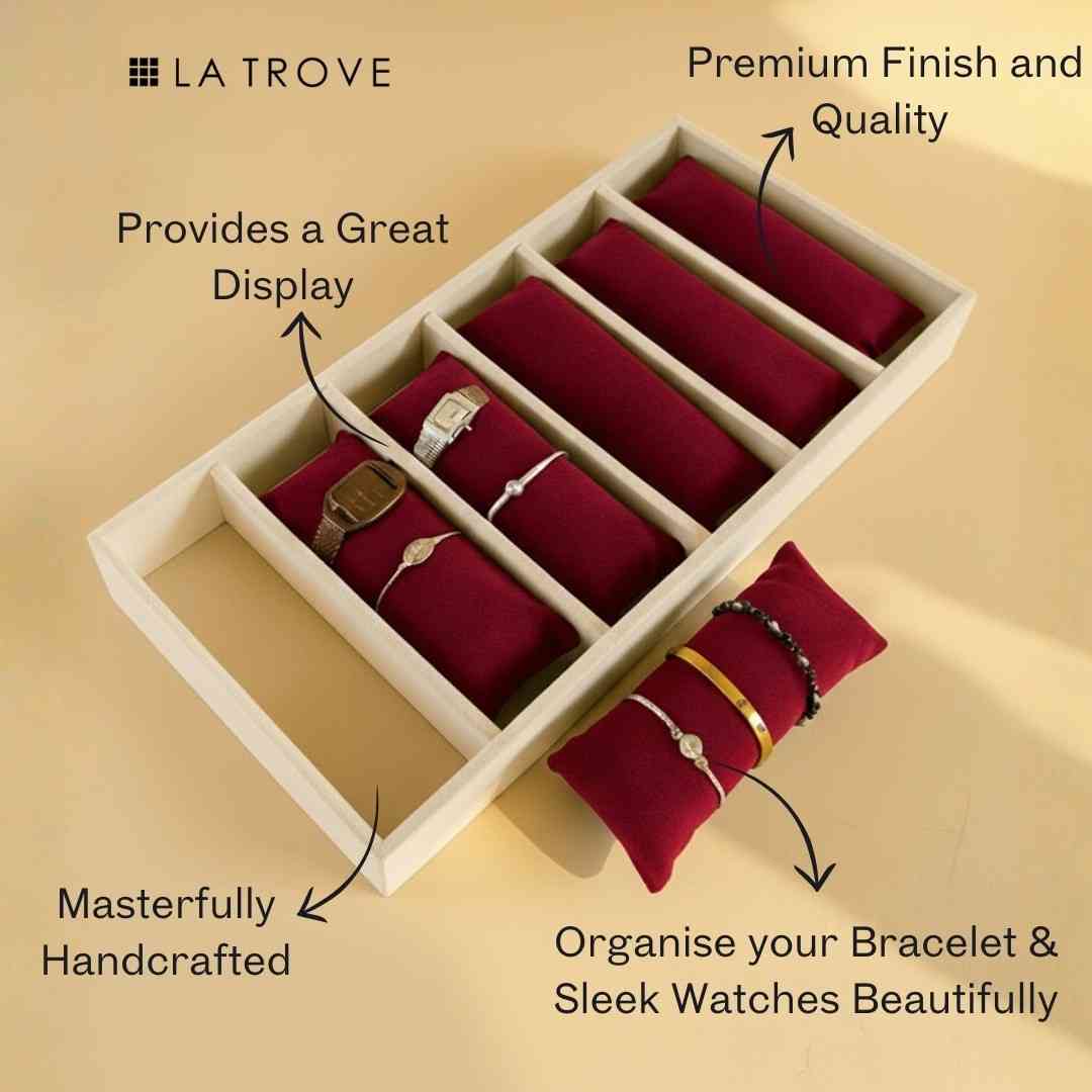 6 Slot Velvet Organiser Tray with Pillows