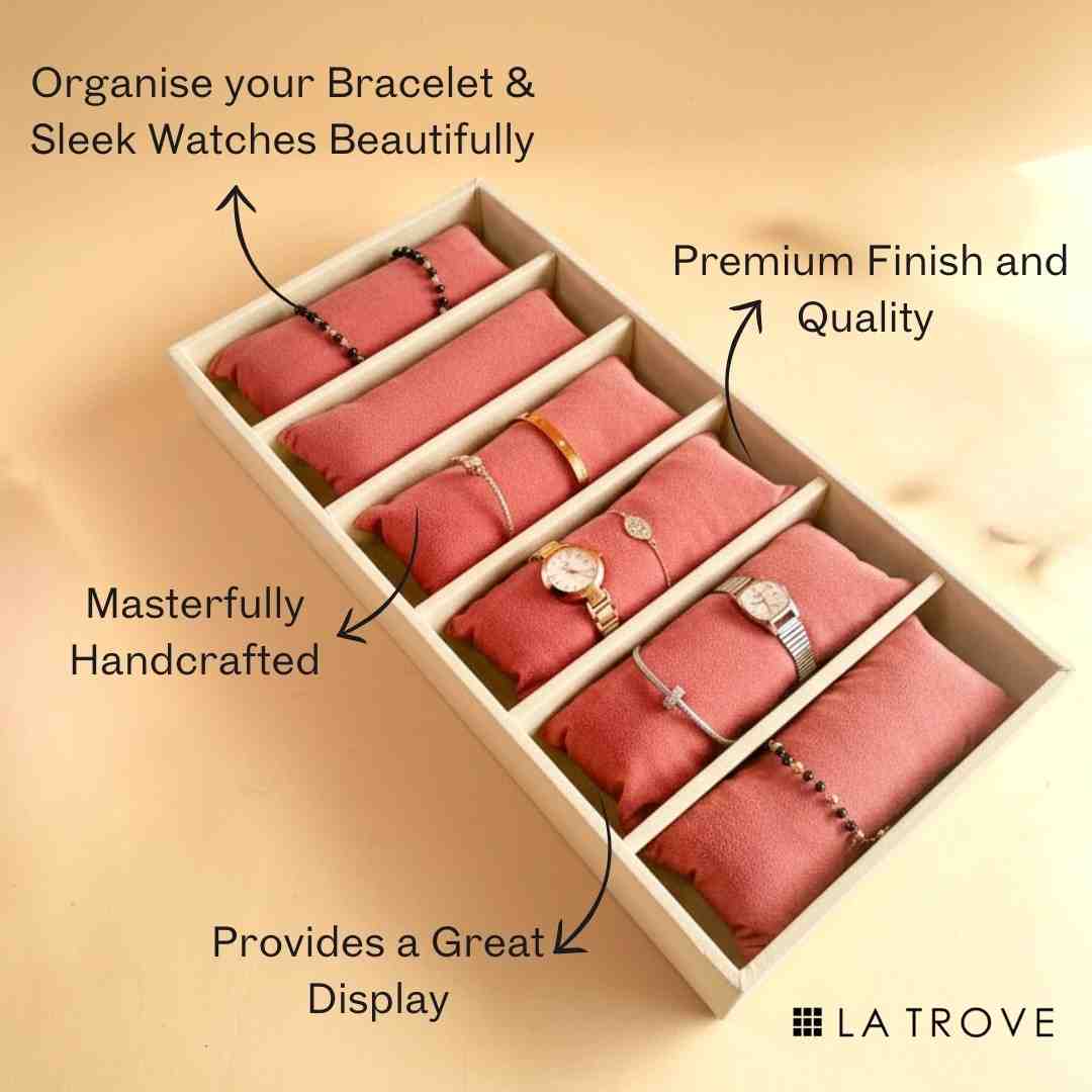 6 Slot Velvet Organiser Tray with Pillows