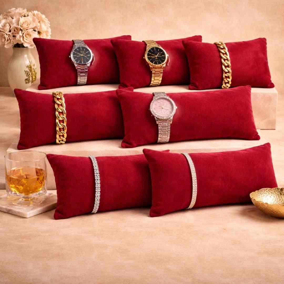 La Trove Luxury Long Velvet Pillow Inserts for Bracelets & Jewellery Organizer Pillows