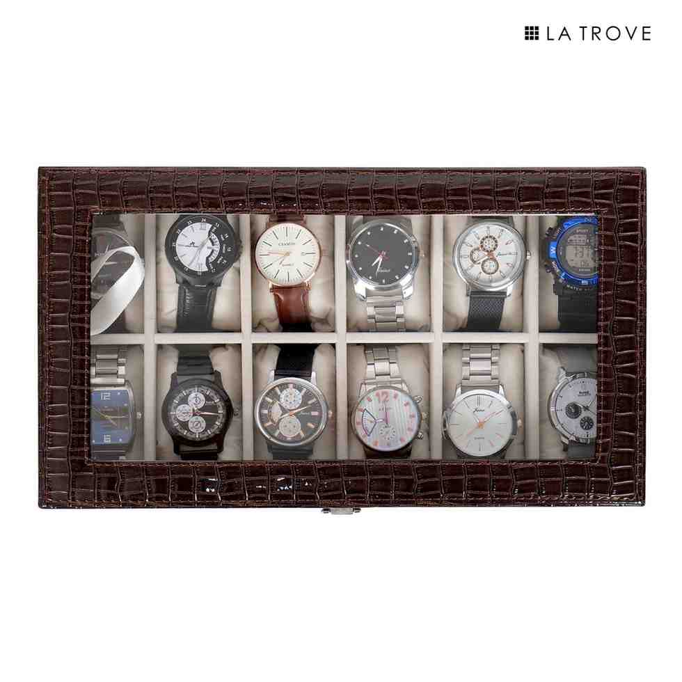12 Slot Watch Box ( With Glass Top)