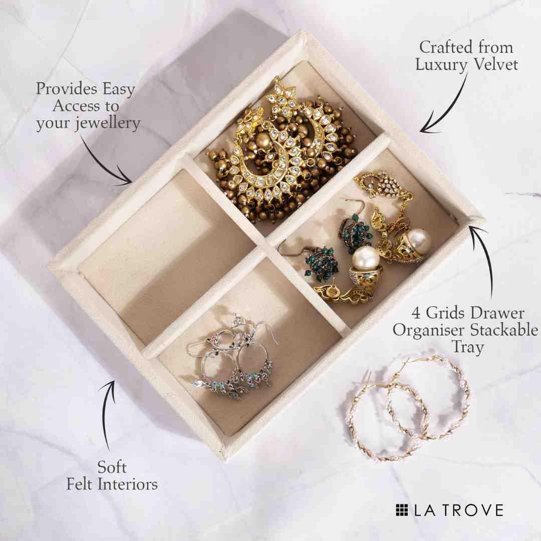 Luxury Small 4 Grids Jewellery Tray