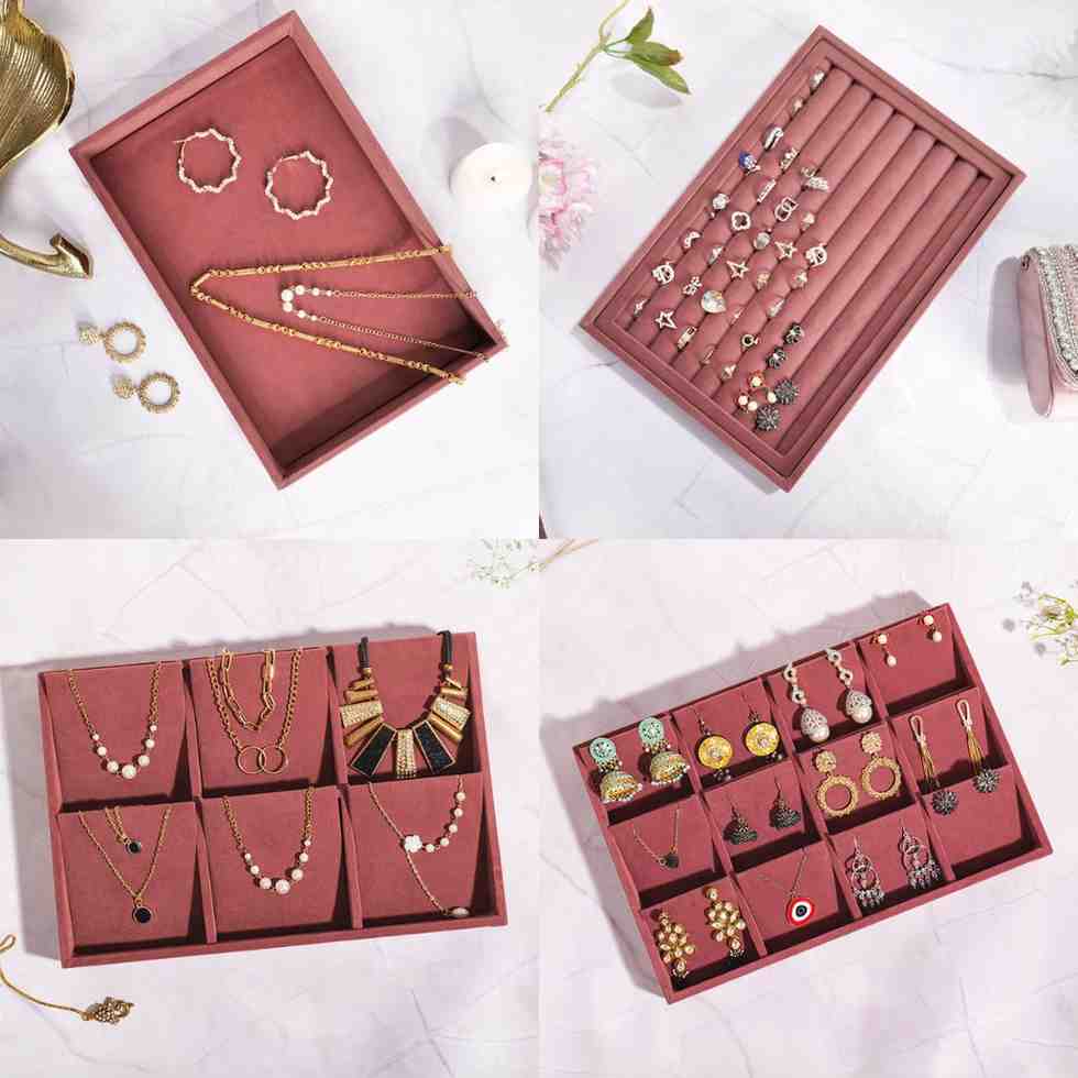 Luxury Velvet Jewellery Tray Set – 4-in-1