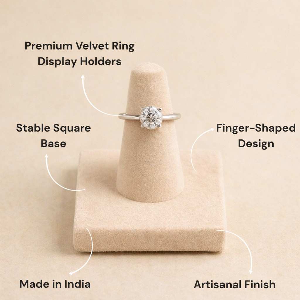 Premium Velvet Finger Ring Holder Stand
