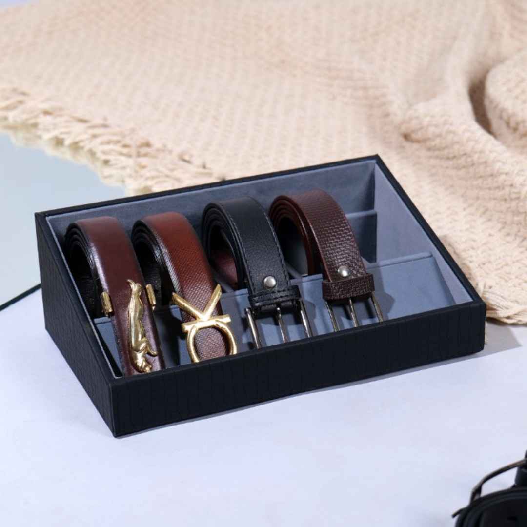5 Slot Luxury Vegan Leather Belt Tray