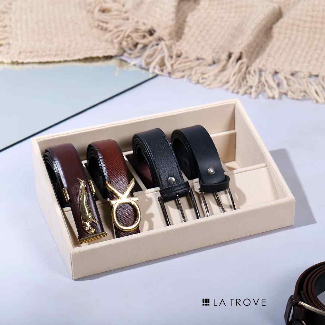 5 Slot Luxury Velvet Belt Tray