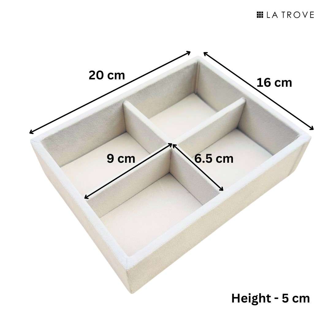 Dimensions of La Trove 4 Slot Tie & Pocket Square Tray for wardrobe drawer organisation