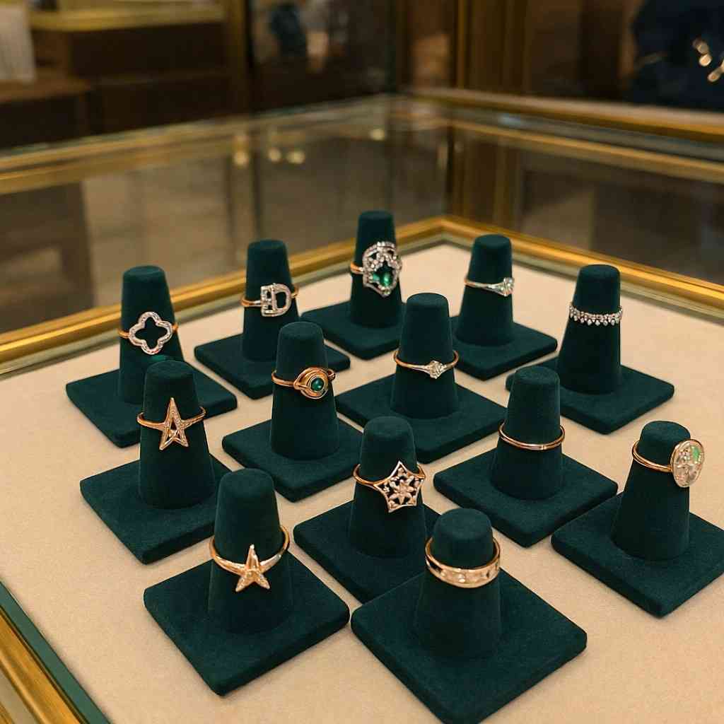 Premium Velvet Finger Ring Holder Stand