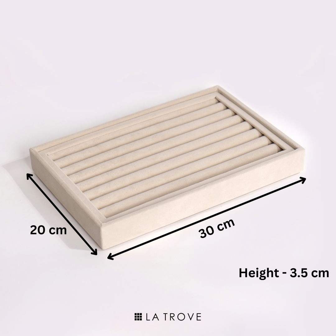 Dimensions of La Trove Luxury Big Ring & Cufflink Organiser Tray for wardrobe drawer jewellery organisation
