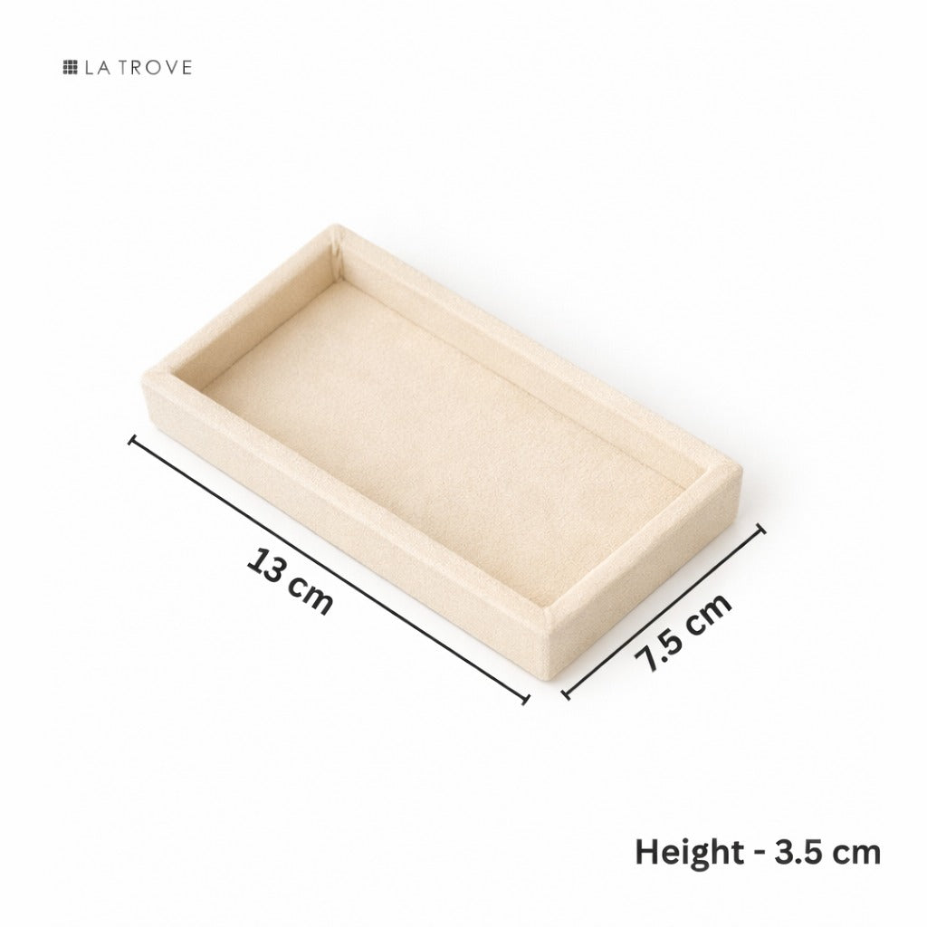 Dimensions of La Trove Nano Velvet Jewellery Tray for compact jewellery drawer organisation