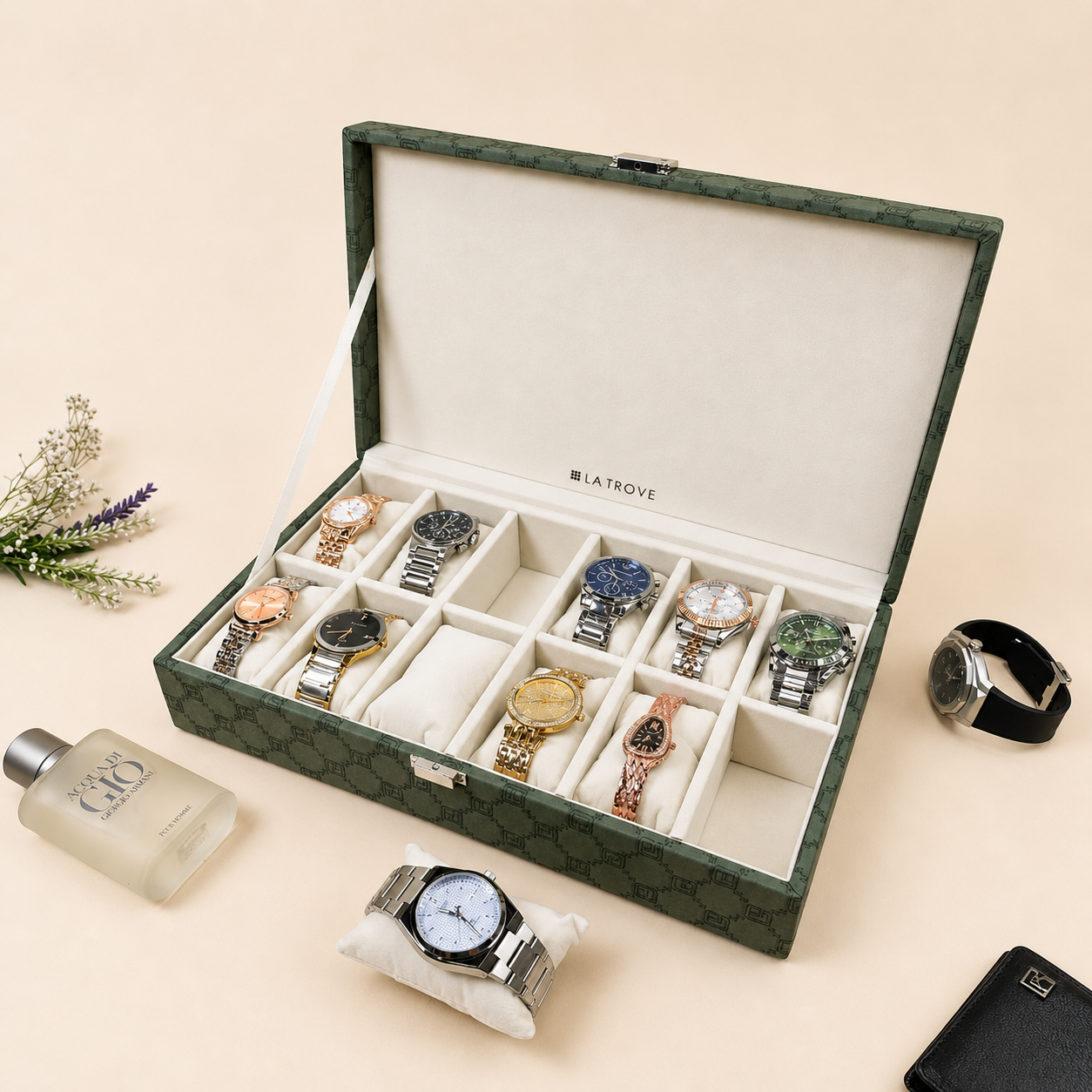 Designer 12-Slot Watch Box