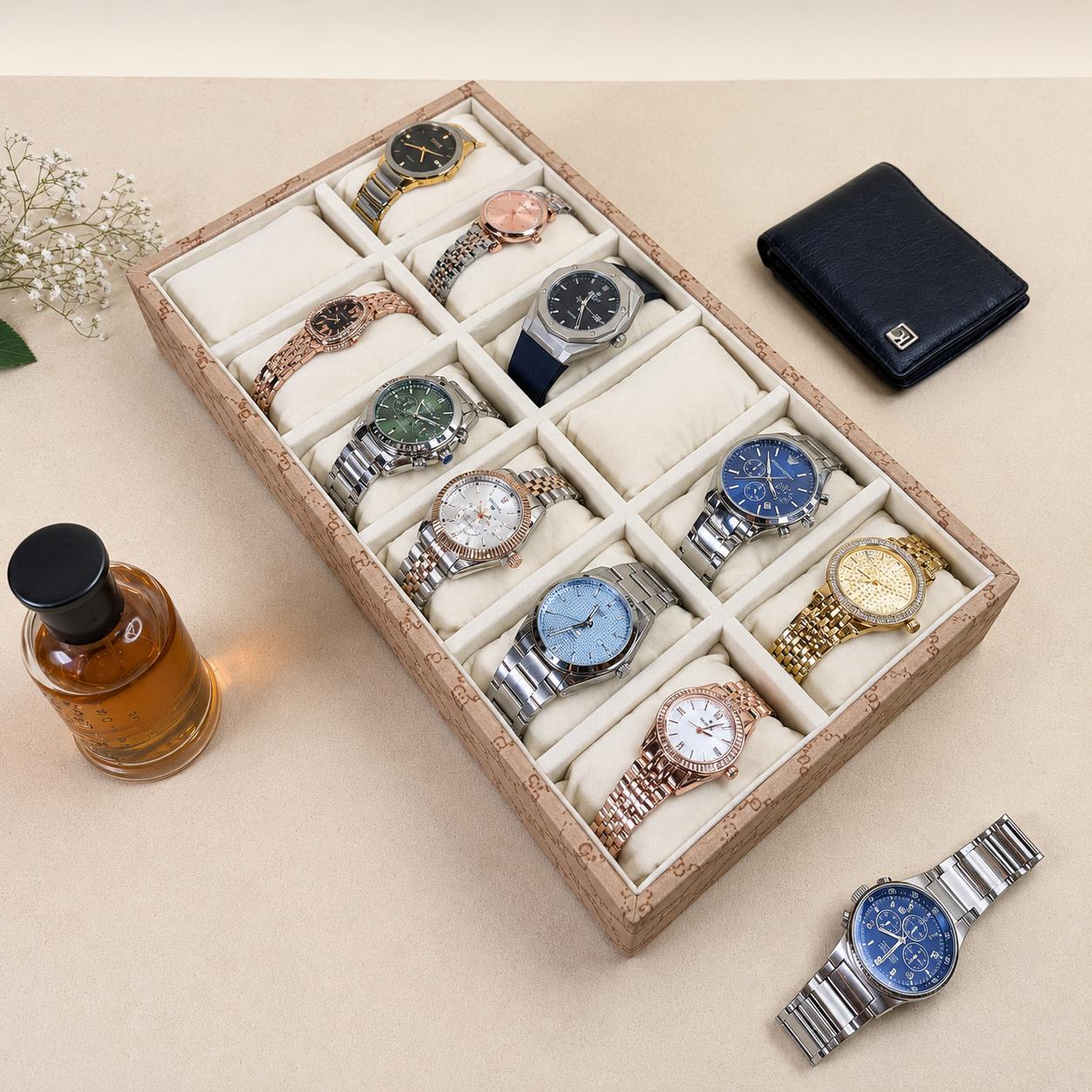 Designer 12-Slot Watch Tray