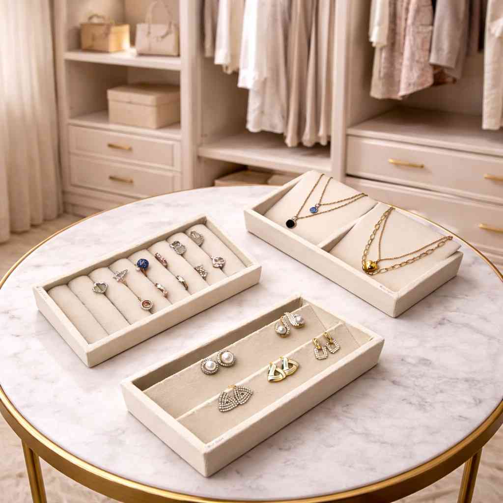 Mini Ring, 2 Necklace & Earring Tray – Compact Jewellery Organiser