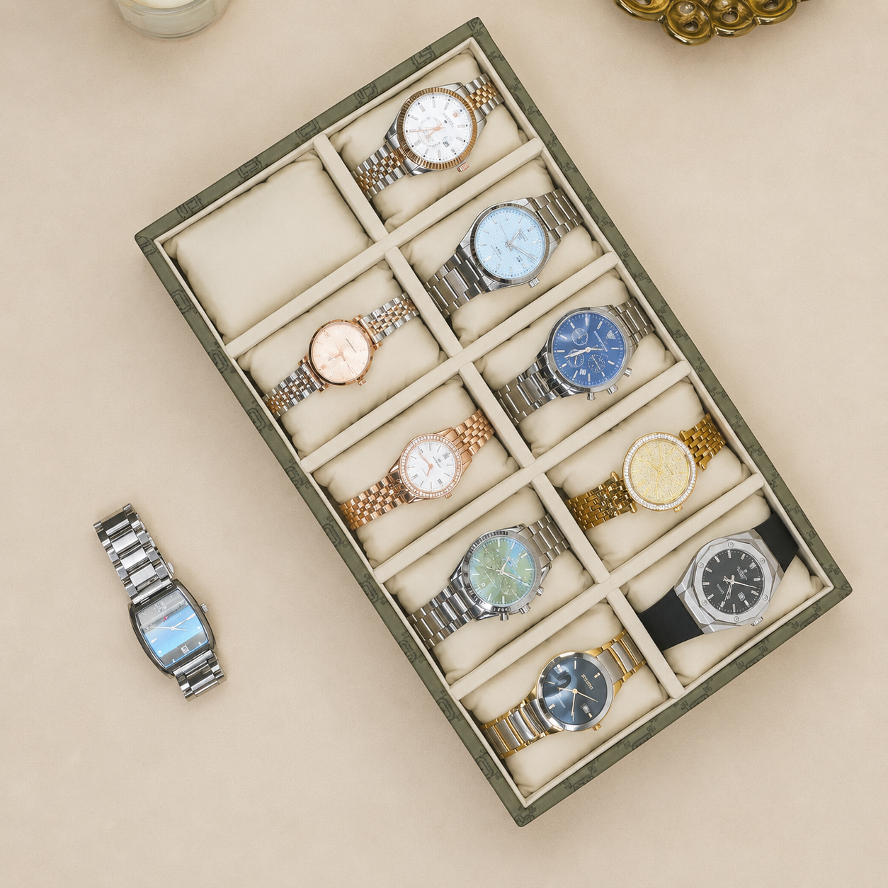 Designer 10-Slot Watch Tray