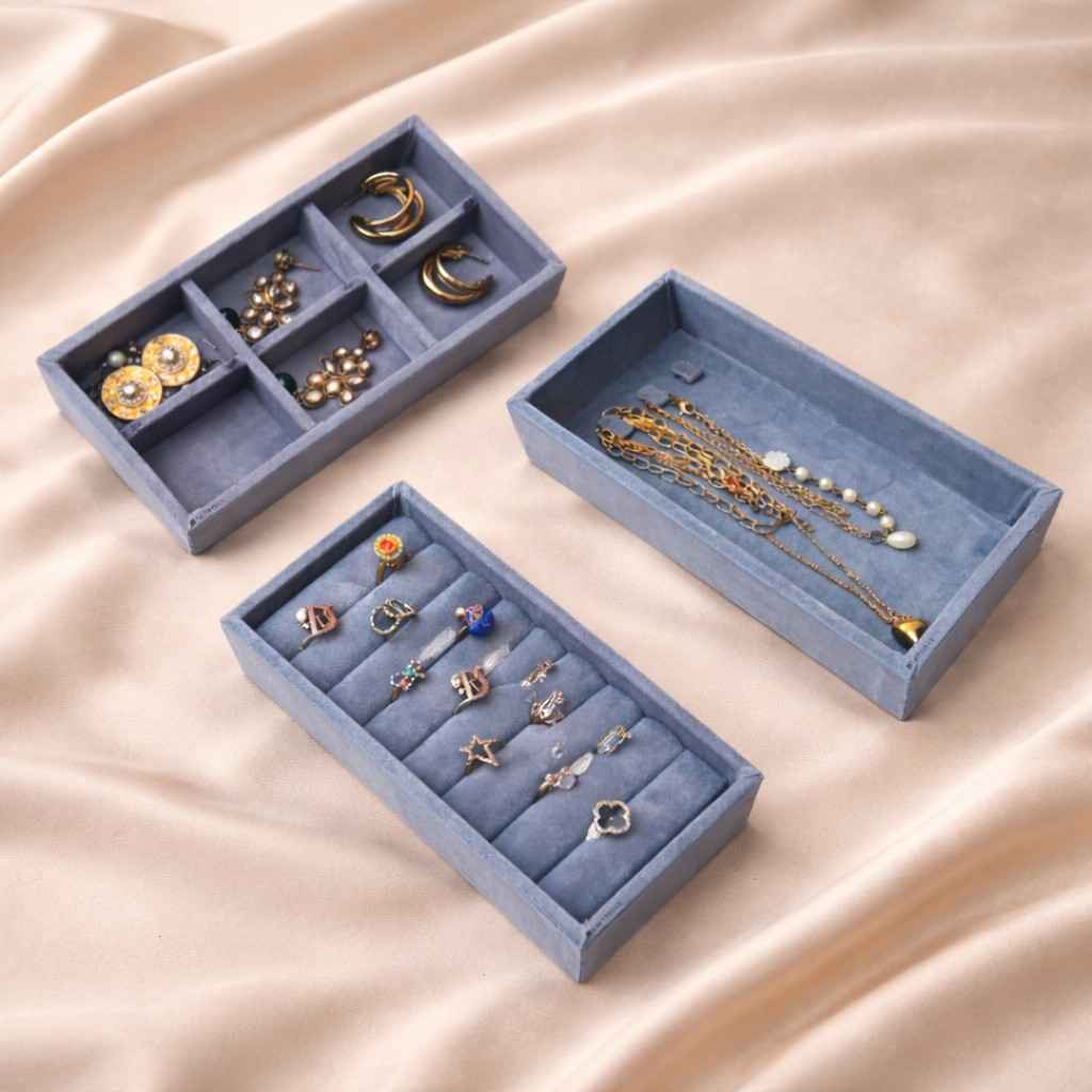 Ring, 6 Grid & Chain Jewellery Tray Organizer