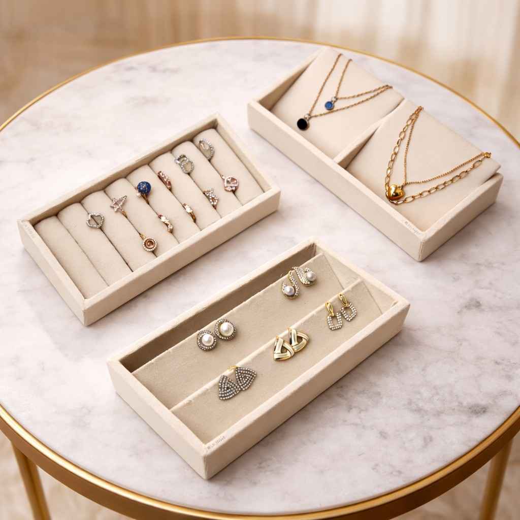 Mini Ring, 2 Necklace & Earring Tray – Compact Jewellery Organiser