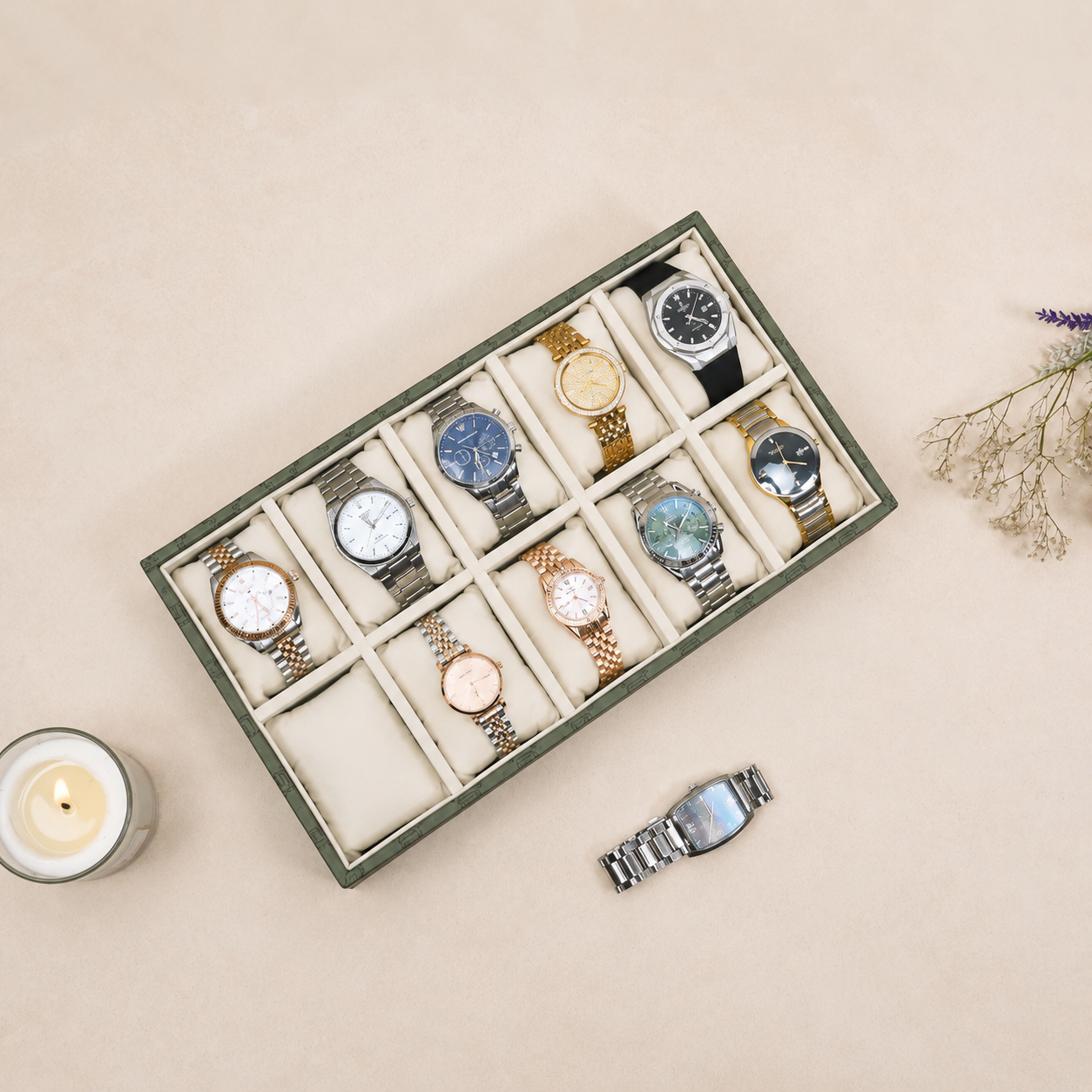 Designer 10-Slot Watch Tray