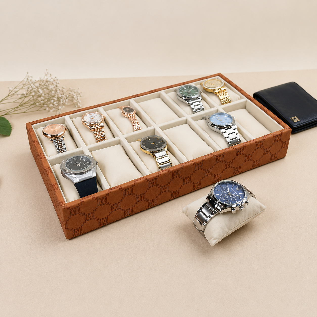 Designer 12-Slot Watch Tray