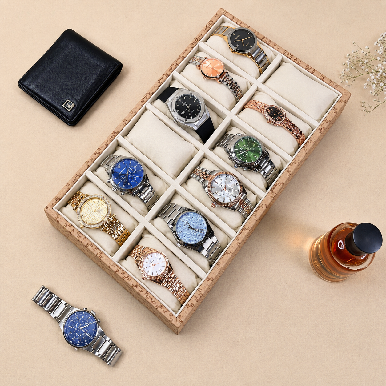 Designer 12-Slot Watch Tray