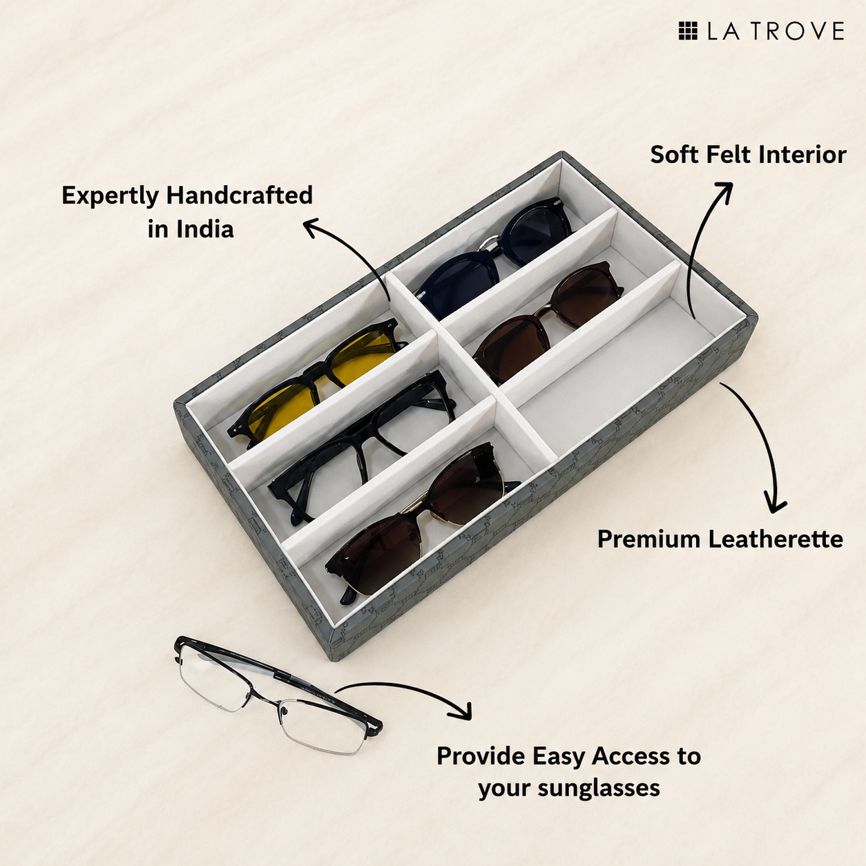 Designer 6 Slot Sunglass Organiser Tray