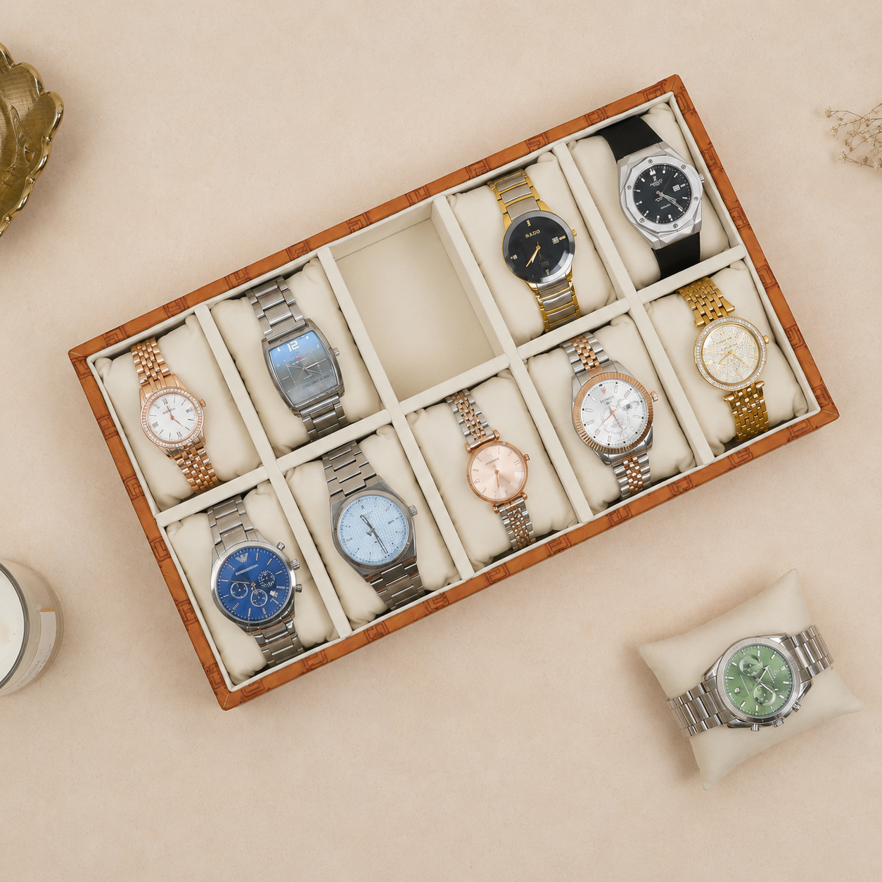 Designer 10-Slot Watch Tray